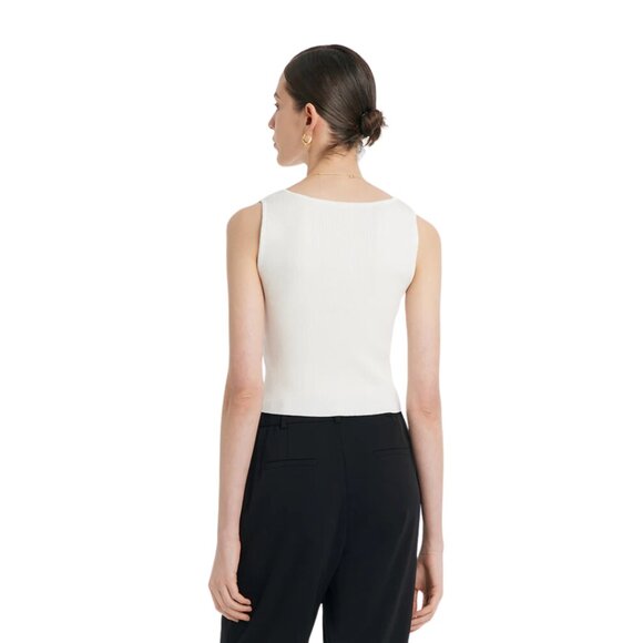 Goelia Acetate Knitted Ruched Vest Women's Tank Top Off White Size Large NEW - Picture 2 of 16